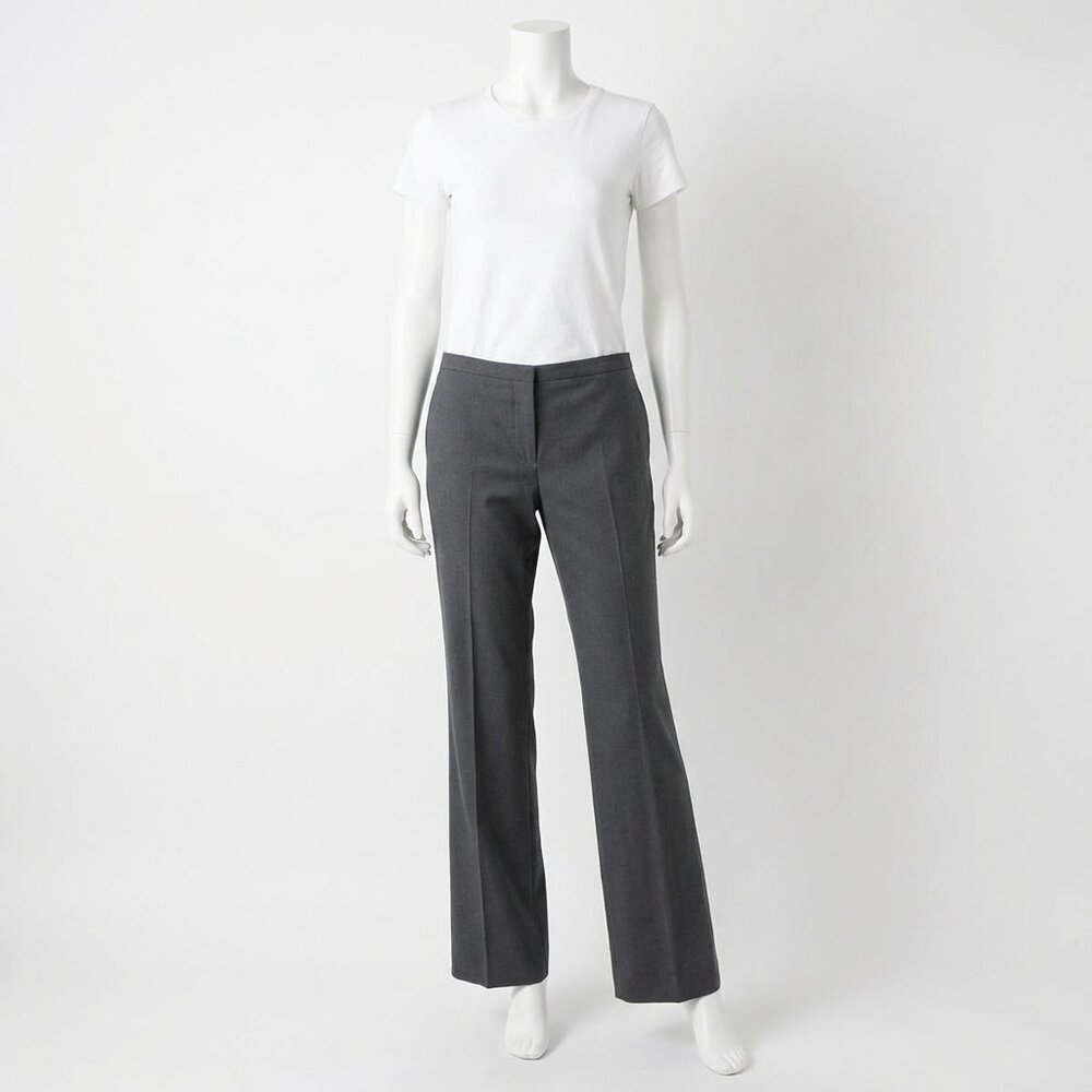 EMPORIO ARMANI VINTAGE MED GRAY WOOL BLEND BOOT CUT DRESS TROUSERS SIZE 2 - Picture 2 of 5